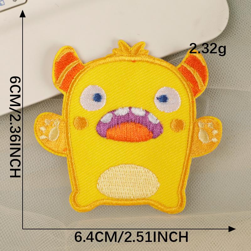 Adesivos de Patch Bordado Auto-Adesivo de Monstro de Desenho Animado para Acessórios de Vestuário DIY