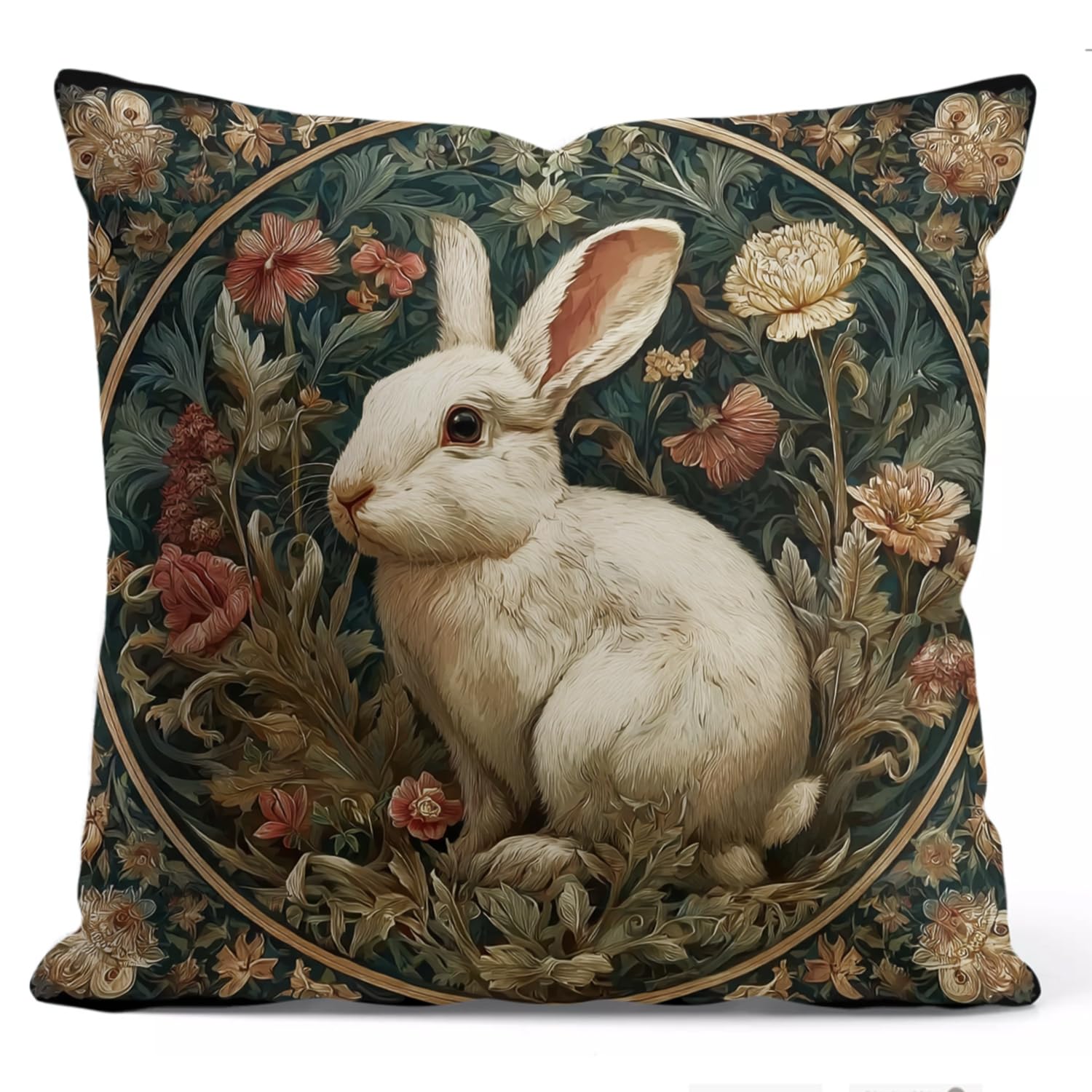 Cute Raccoon Pillow Cover Mushroom Forest Cushion Case Woodland Animal Decor Nature Lover Gift 40x40cm 16x16in