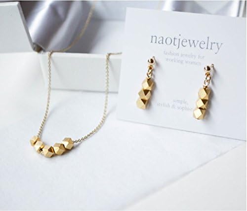 [Naot Jewelry] Earrings & Necklace 2-Piece Set [Gift Box Included] Gold Metal Line Pierce & Necklace nset02g