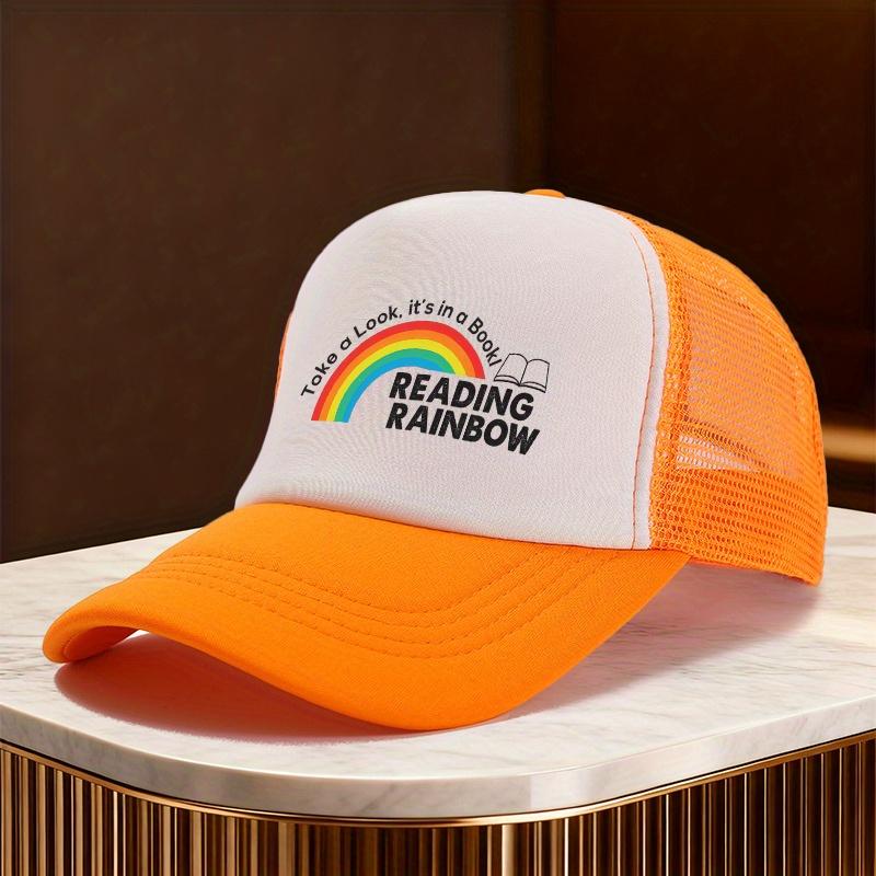 Reading Rainbow Trucker Hat Take a Look Its In a Book Graphic Mesh Baseball Cap Unisex Adult Casual
