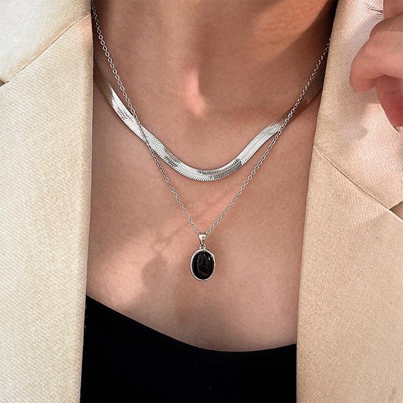 S925 Sterlingsilber Koreanische Schlangenkette – Schlichte & Vielseitige Retro-Choker-Halskette für Damen