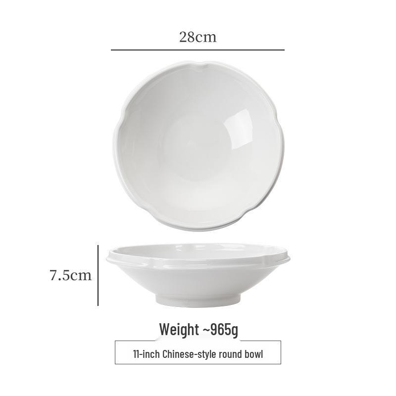 קערת עצם סין עמוקה לבנה אלגנטית: קערת מרק/אטריות/פירות ים למלון ומסעדה - עיצוב לא סדיר ויצירתי