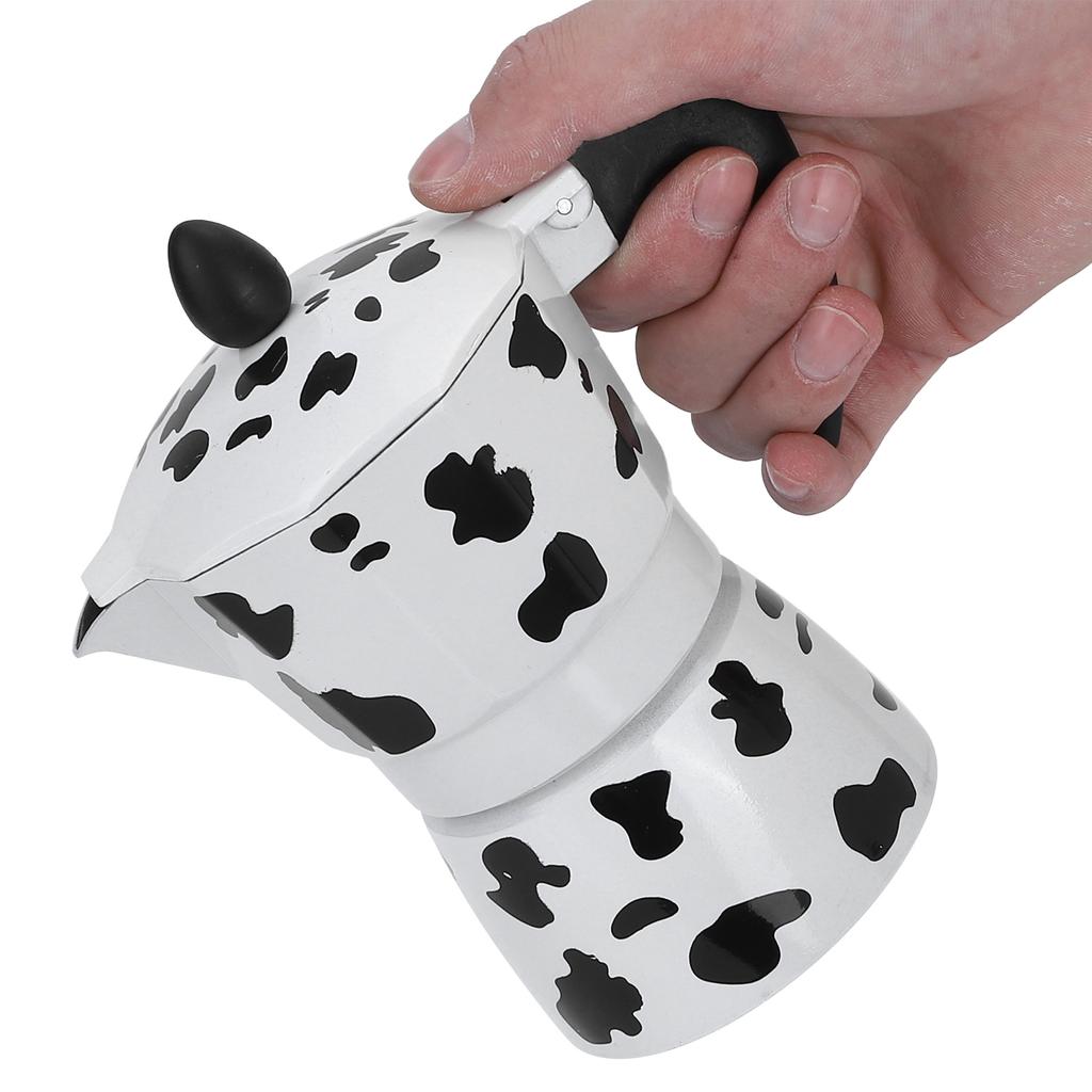 Aluminium Kaffekanne Kjele Kaffetrakter Moka-kanne for Hjemme- og Kaffebar-bruk Melkekufarge 3 Kopper 150ML