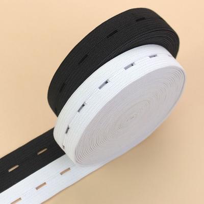 Black White Button Hole Elastic Belt Adjustable Hole Garment Sewing Accessories Elastic Rope Band DIY 1.5/2/2.5/3cm Width