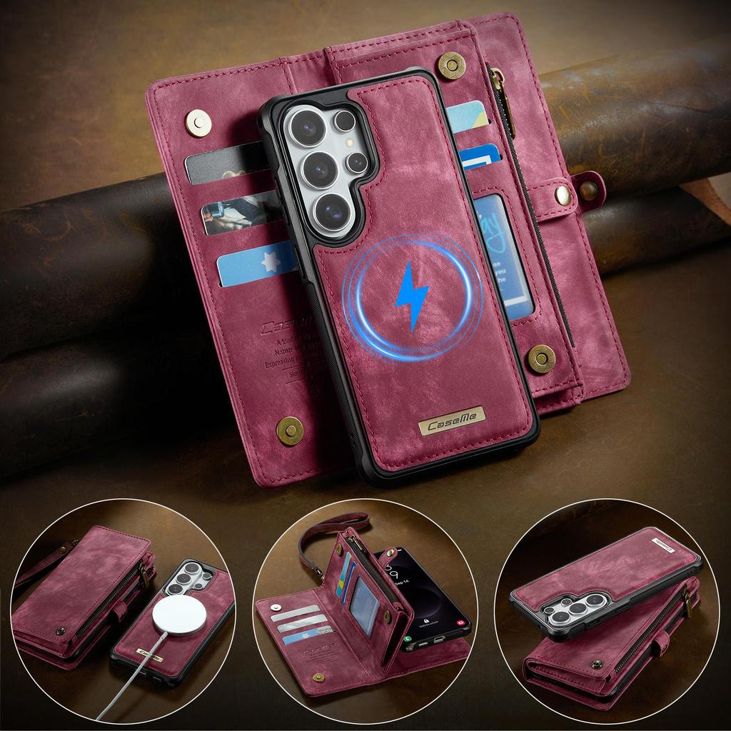 S26 S26Plus S26Ultra, Caseme-008 Multifunction Removeable Magnetic Card Bag Wallet Case for Samsung Galaxy S26 S26 Plus S26 Ultra