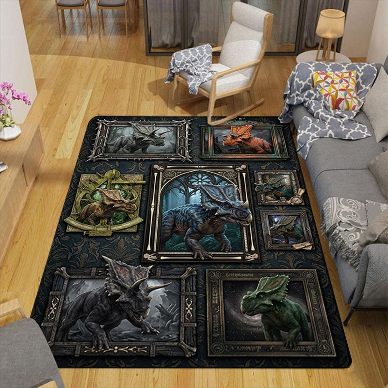 Dinosaur Collection Pattern Rug Floor Mat for Living Room or Bedroom Soft and Comfortable Carpet a Gift for Birthday and Holiday.