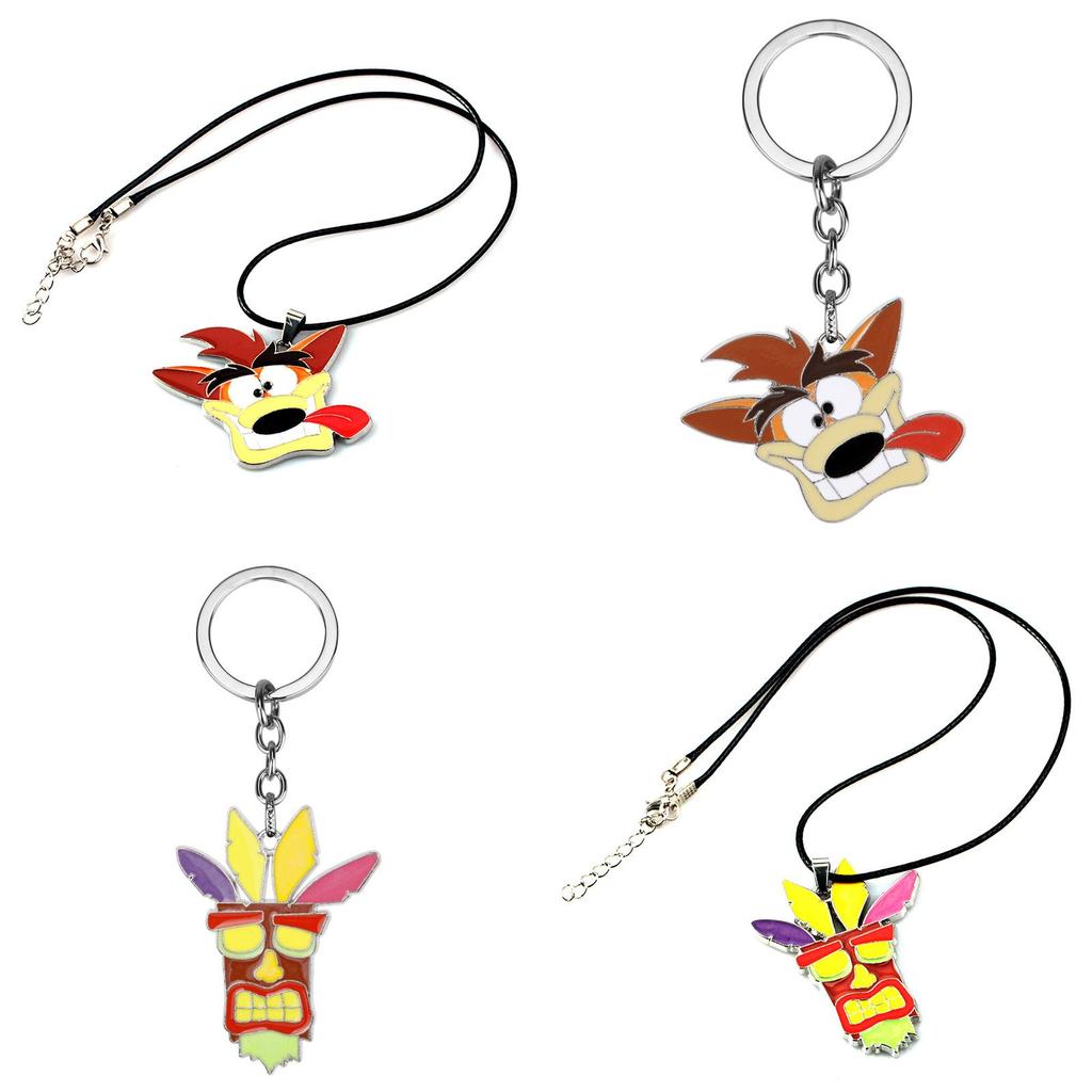 Premium Quality Crash Bandicoot Action Figure Aku Mask Dr Neo Cortex Keyring Pendant