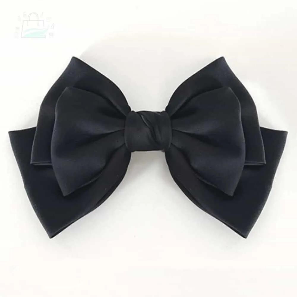 GSTORE Black Hair Ribbon Hair Accessory Feminine Hair Pin Black Hair Pin Black Silk 3-Tier Knot Hair Pin