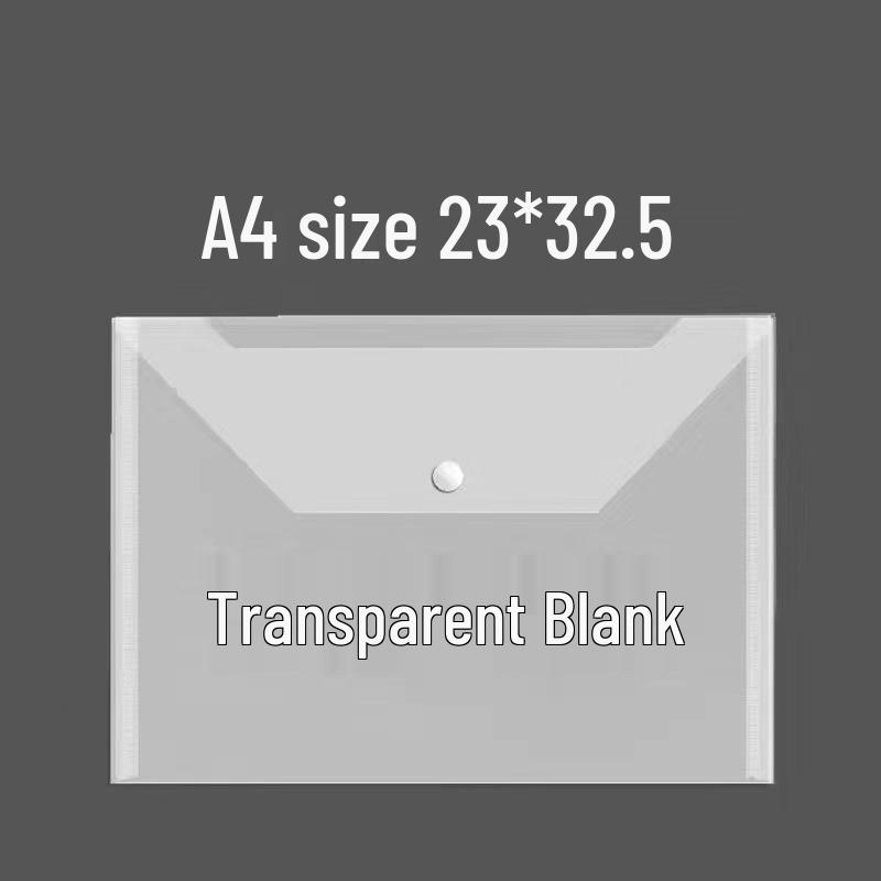 A4 Transparent Extra Thick File Bags with Snap Closure - Waterproof and Large Capacity for Documents and Test Papers