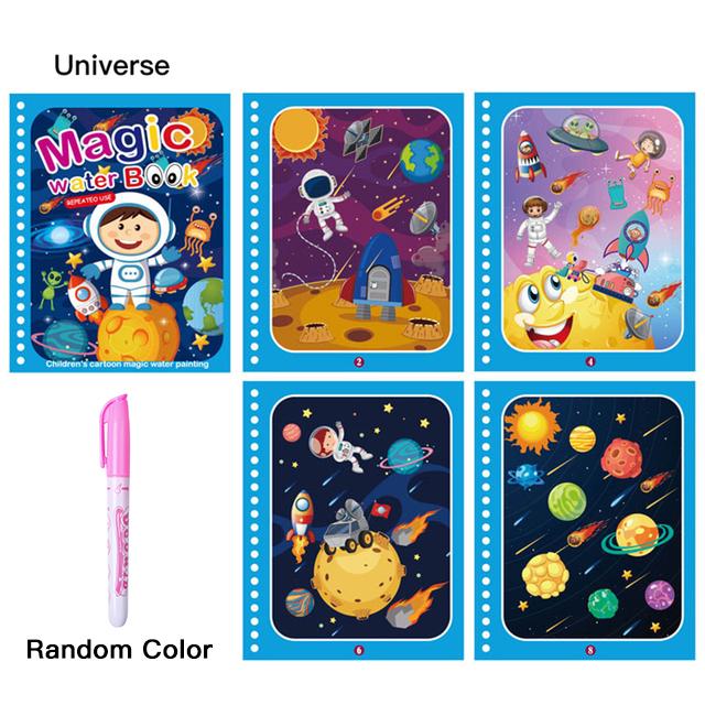 Magical Water Drawing Book Toys Variety of Themes Reusable Coloring Magic Water Drawing Book Early Education Toys for Children