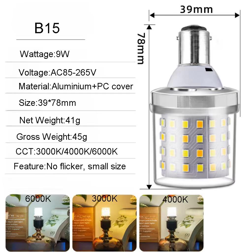 Mini LED Corn Bulb E27 E26 E14 E12 B22 B15 9W no/flicker base 6500k White Warm Lamp lamp 85/265V Cold 3/colors living 2835/SMD