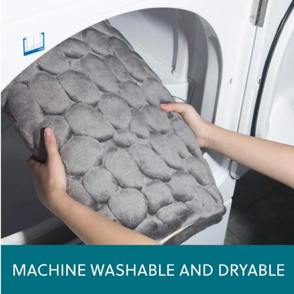 HOMZY Bathroom Bathtub Water Absorption Non-slip Floor Rug Bath Mat Doormat Cobblestone Embossed Washable Carpets
