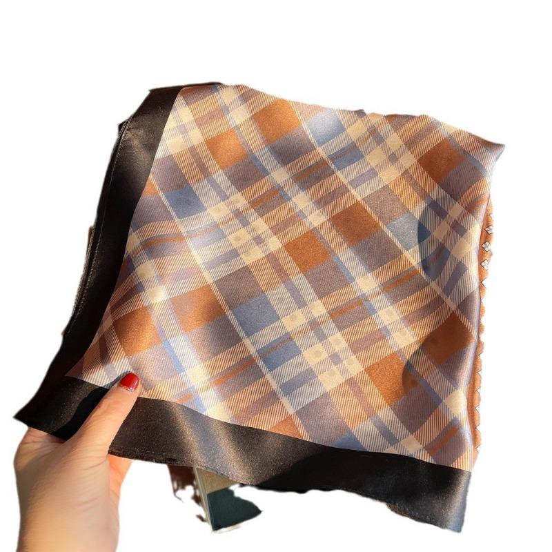 Spring new plain crepe satin silk scarf women's versatile high-end mulberry silk small square scarf silk gift