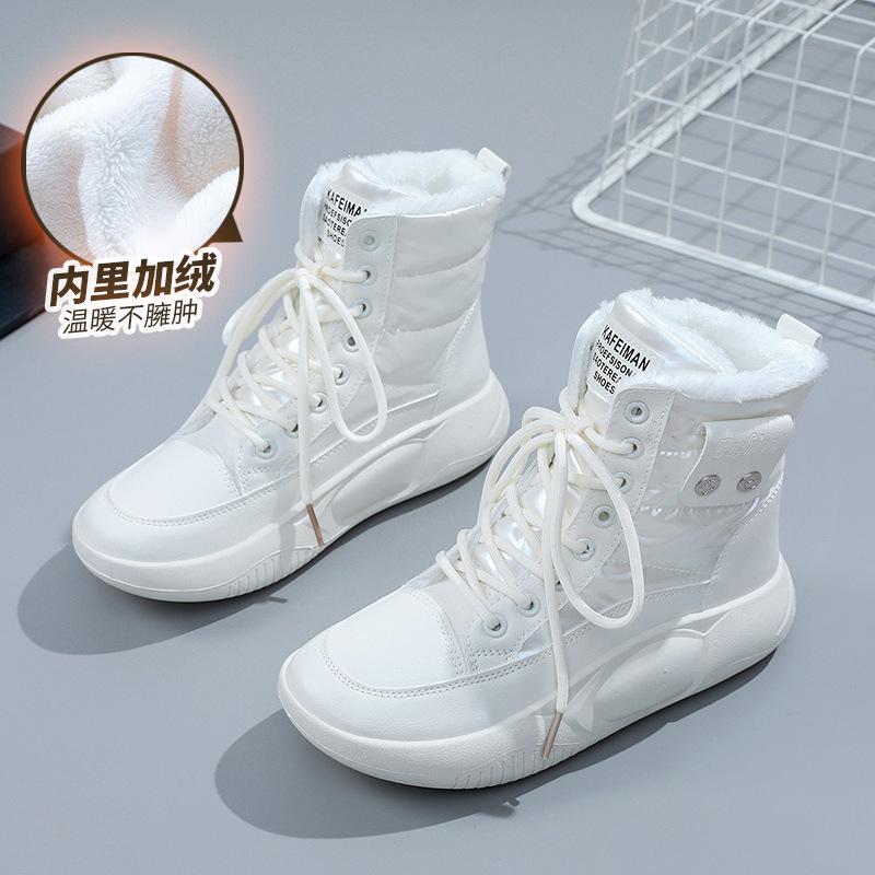 

X5867 snow boots women s winter velvet bread shoes 2025 new non-slip thick-soled snow cotton short boots warm cotton shoes 35