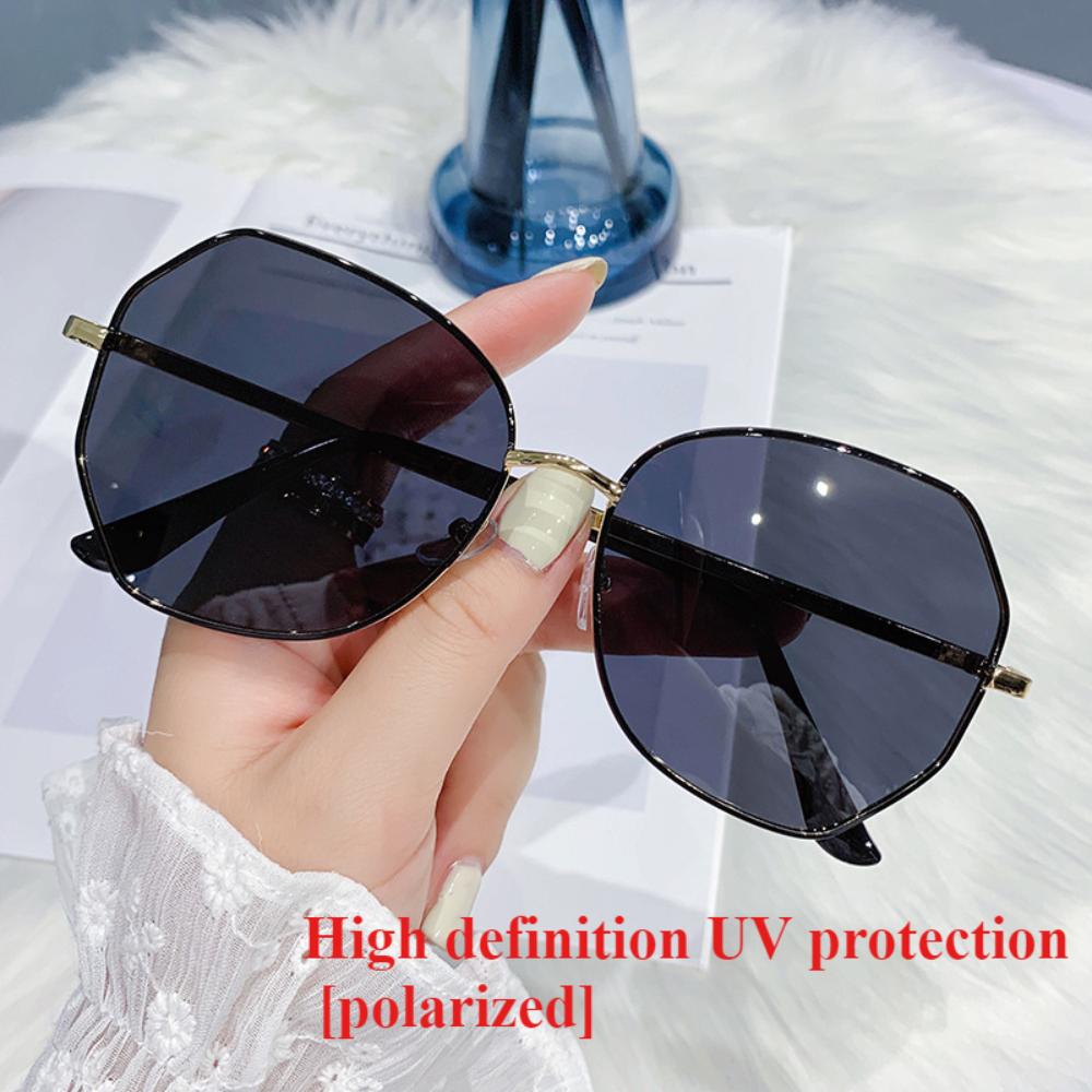 Sunglasses Female Korean Version Tide Shading Polarized Ins Sunglasses Fashion Polygonal Large Frame High Definition UV Protection Glasses