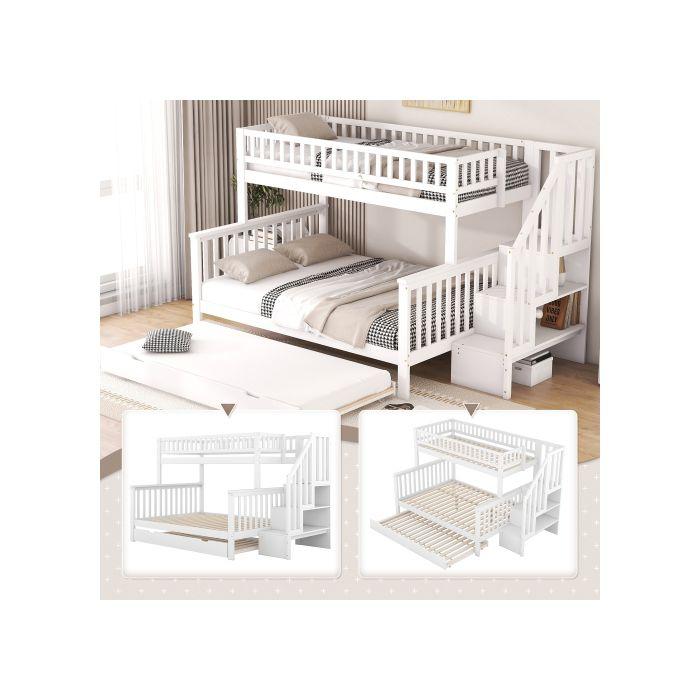 Paturi suprapuse - MUVOE - 90x200 cm și 140x200 cm - Lemn masiv - Design contemporan - 4 locuri