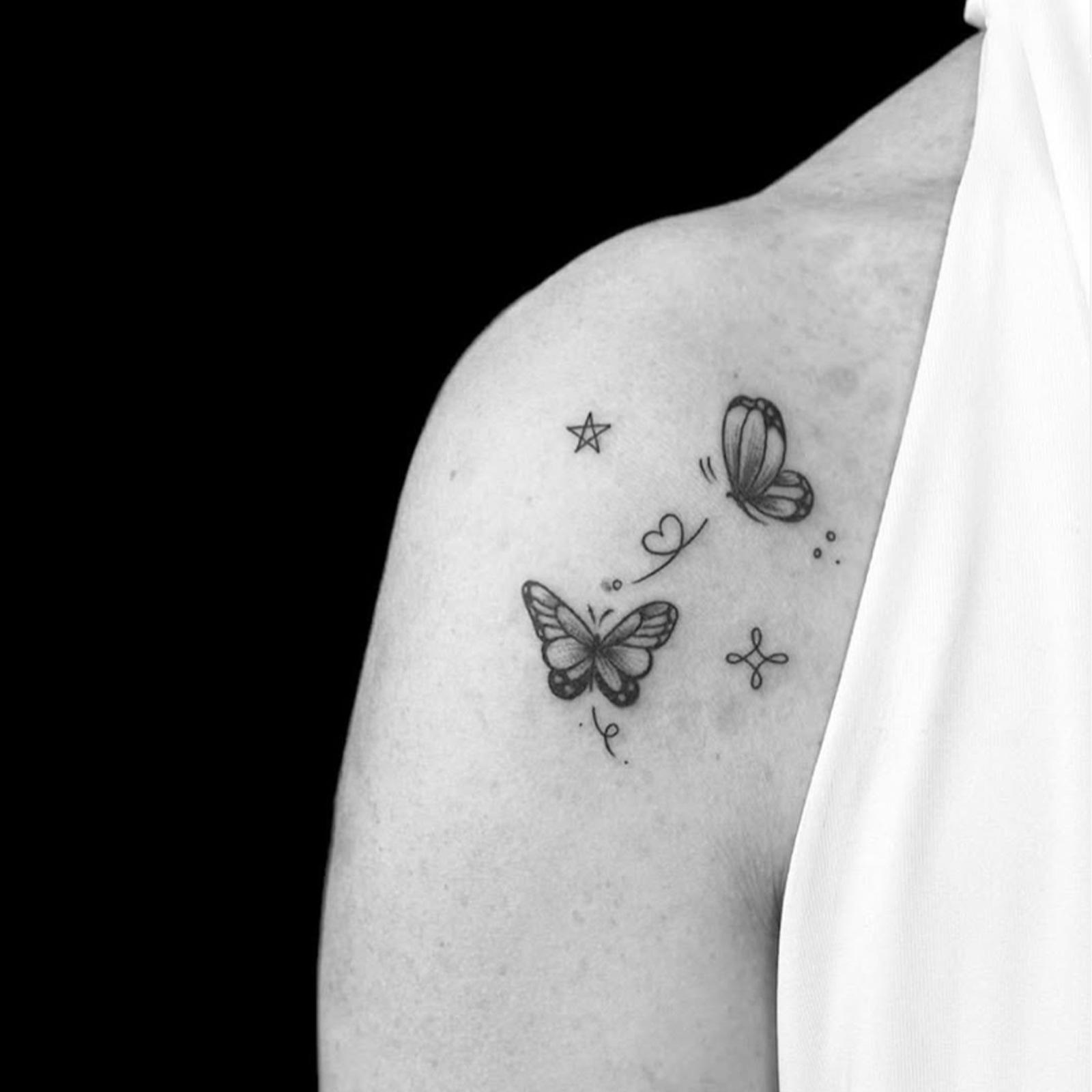Glow Makeup Unisex Tattoo Stickers, Sweet And Cool Babes, Waterproof Lasting Arm Collarbone, Butterfly Tattoo Stickers