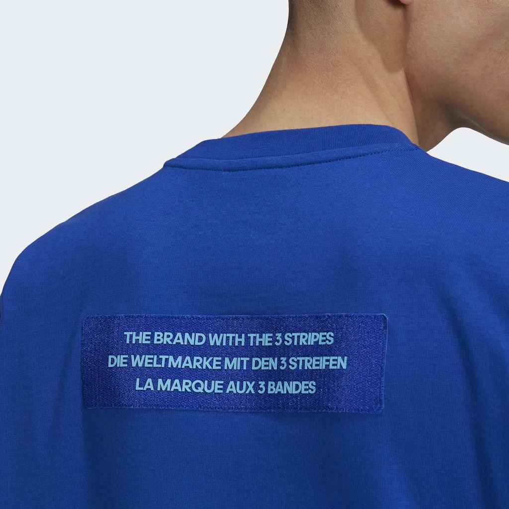 Adidas Originals Big Trefoil Logo Print Loose Round Neck Short Sleeve T-Shirt Men Tops Blue H16237