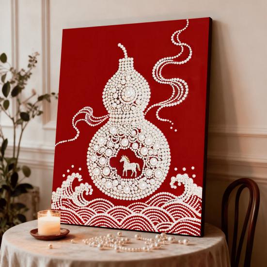 DIY Pearl Painting Kit for Adults Beginners 3D Pearl Art Craft Resin Pearls Pre-Printed Canvas Set for Home Wall Decor Gift Idea