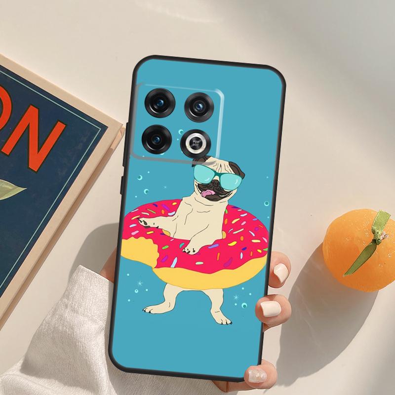 Funny Cartoon Pug Case For OnePlus 13R 12R 10R 13T 10T 11 12 13 15 OnePlus Nord 5 CE 2 3 4 Lite N20 N30 Cover