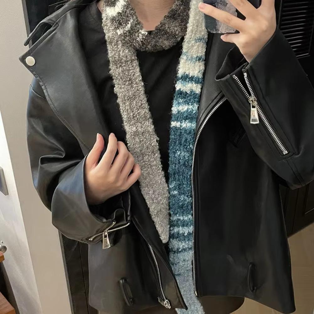 Comfortable Narrow Strip Scarf Rainbow Stripe Thin Scarf Harajuku Style Long Narrow Scarves
