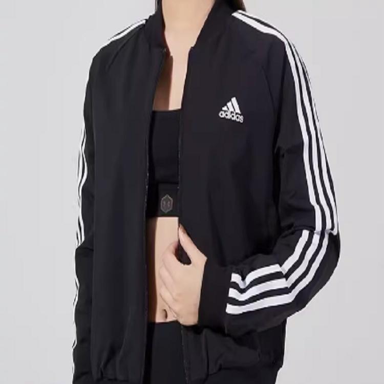 (WMNS) adidas Stripe Splicing Sports Training Long Sleeves Jacket Black Women's GS1352