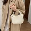 Korean Women's Bucket Bag Solid Color Vegetable Basket Shopping Handbags Simple Commuting Storage PU Crossbody Bags