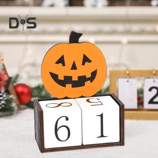 Halloween dřevěný odpočítávací kalendář Halloweenský adventní kalendář Ručně vyráběná stolní dekorace dýňový hrad duchů