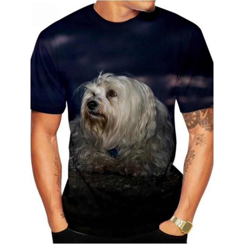 Mode Hund 3D-Druck T-Shirt Sommer Outdoor Herren Kurzarm T-Shirt Trend Herren T-Shirt Rundhals Top Übergroße Herrenbekleidung