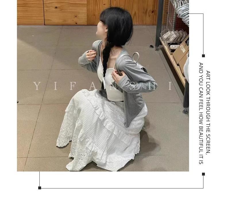 Women's Spring 2025 High Waist Medium Length White Skirt - Elegant and Fluffy Style