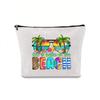 Large Capacity Linen Makeup Bag: Cross-Border Printed Cosmetic Storage with Zipper