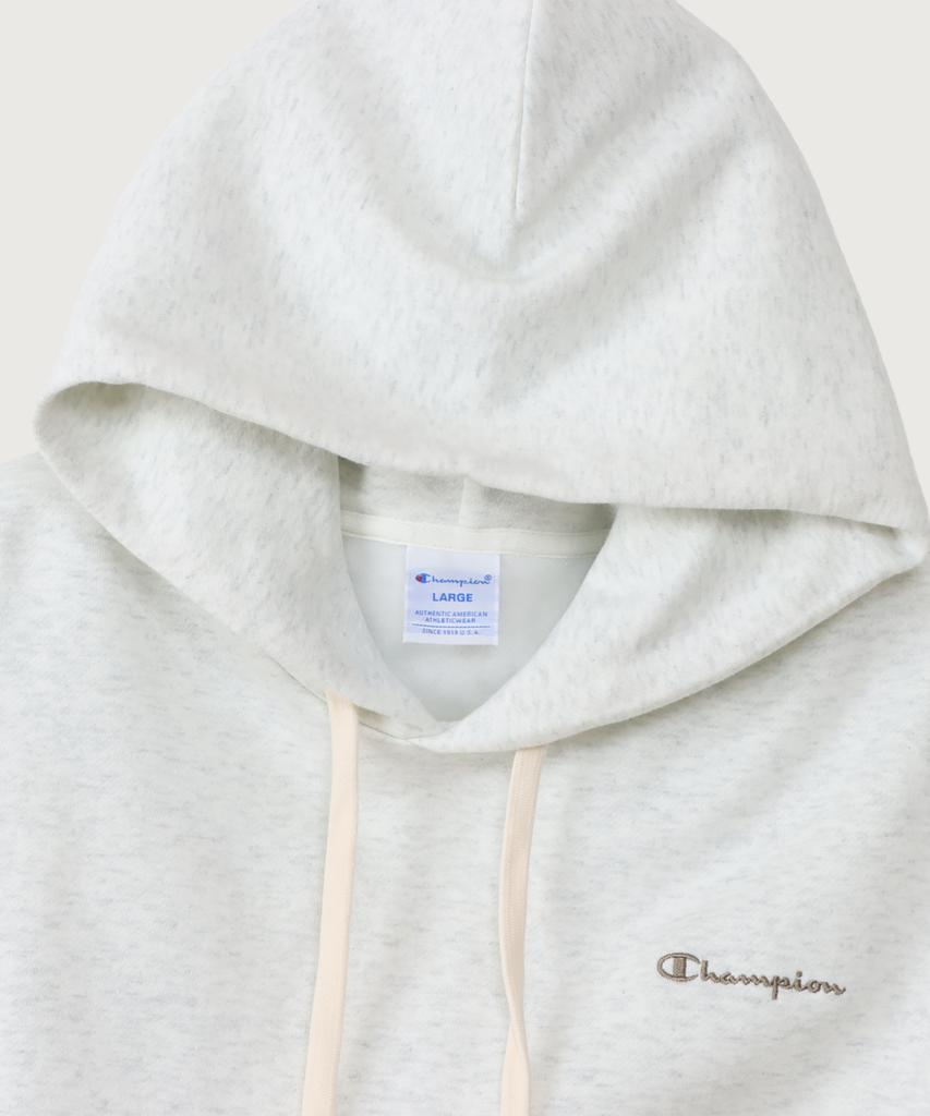 Women'S Small Script Logo Loose Fit Fleece Hoodie Oatmeal