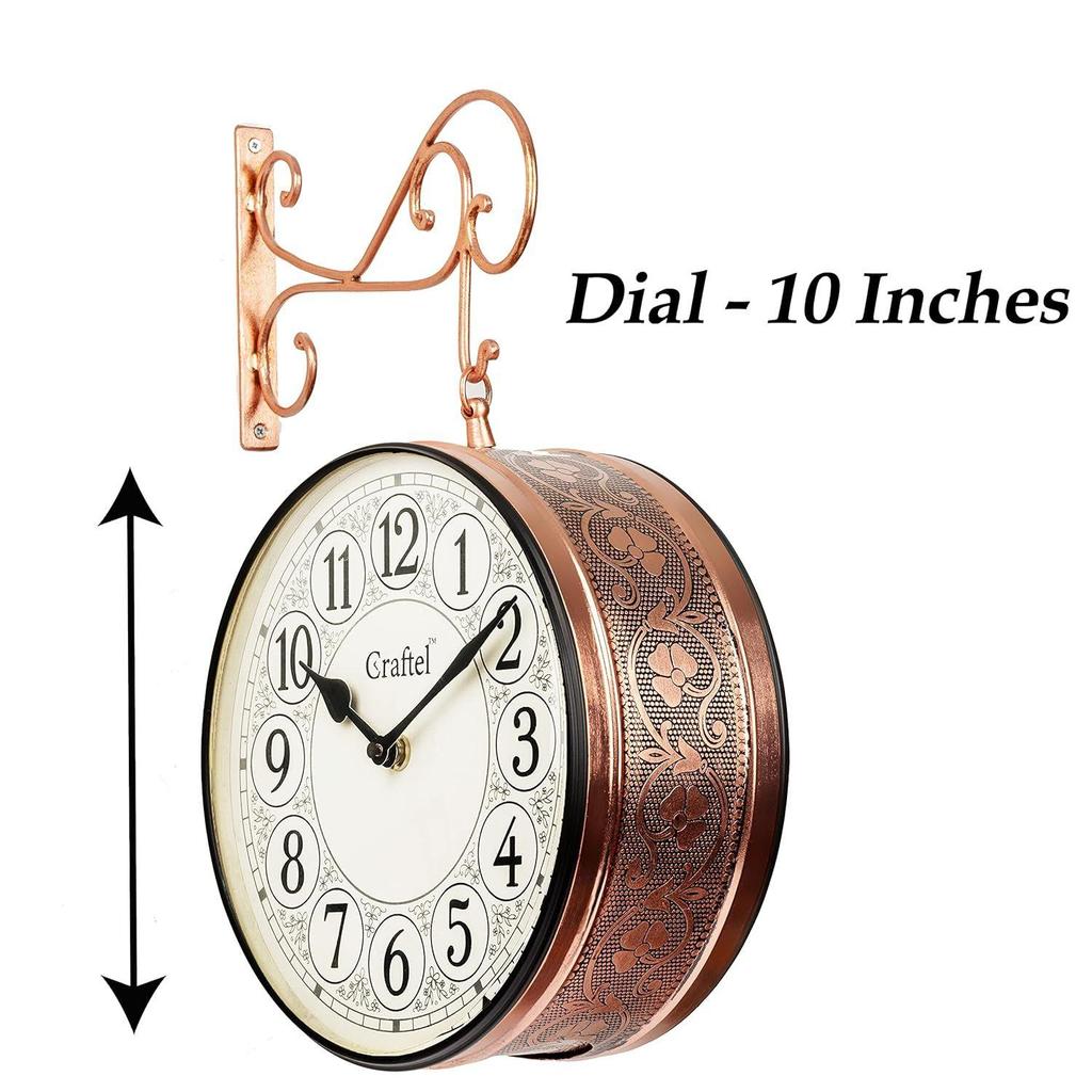 Metal Analog Railway Station Clock Double Sided Vintage Wall Clock for Living Room Home and Office