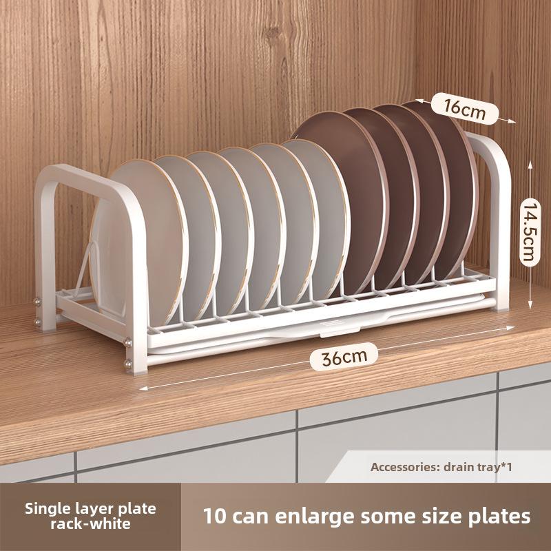 Single-Layer Kitchen Bowl & Dish Rack for Cabinet Storage and Drainage
