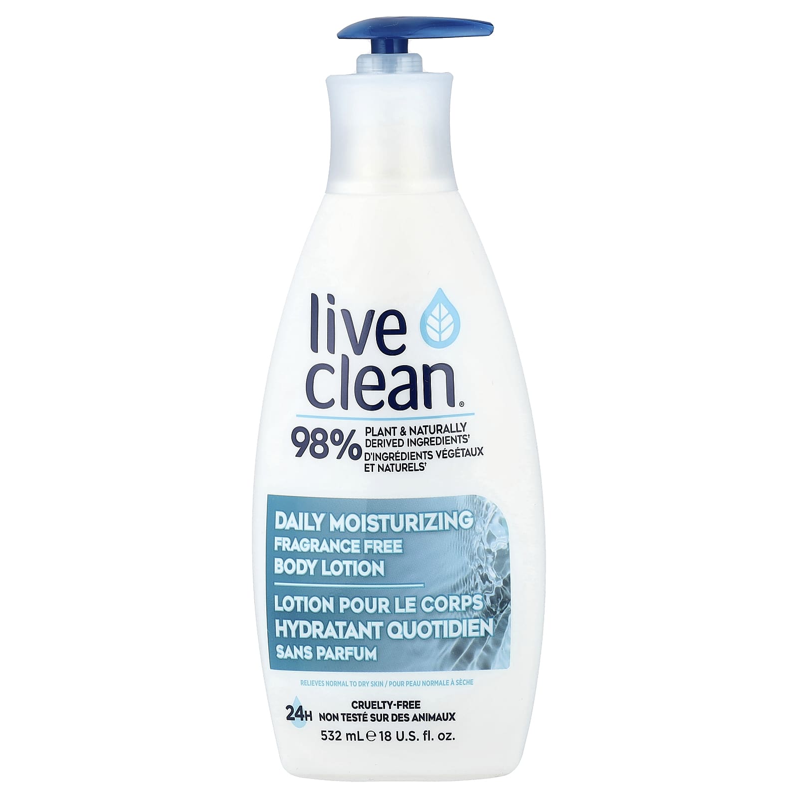 

Live Clean, Daily Moisturizing Body Lotion, Fragrance Free, 532 ml (18 fl oz)