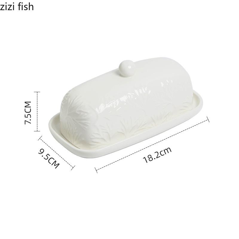 Ceramic Butter Box Dessert Plate with Lid Butter Dish Cheese Box Dim Sum Dish Snack Bowl Fruit Plate Cake Tray Butters Tray