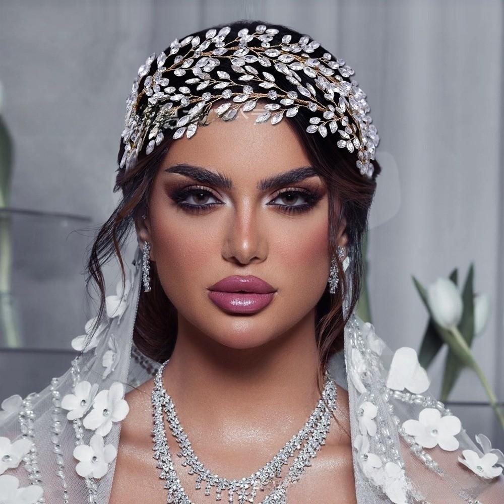 Rhinestone Bride Headdress Leaf Wedding Hair Accessories Sweet Photography Headband  Women
