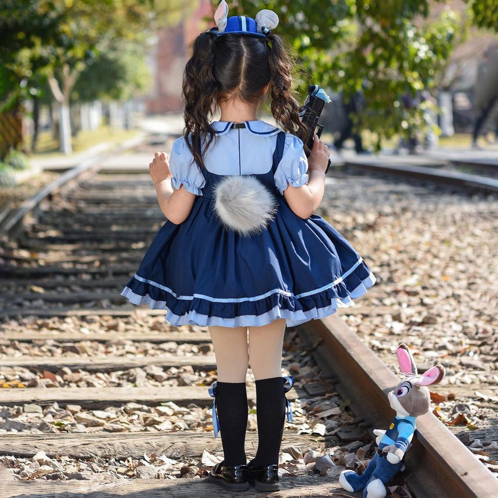 Summer Zootopia Judy Bunny Police Princess Lolita Dress for Little Girls