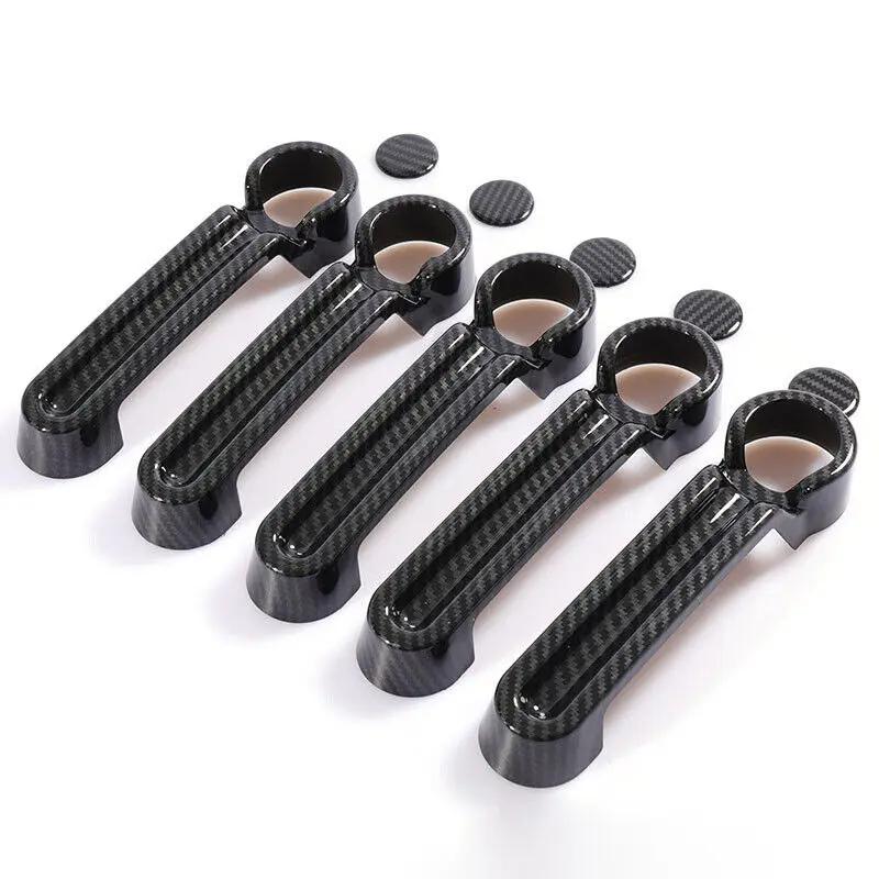 For Jeep Wrangler JK JKU 2007-2018 Liberty Dodge Nitro Car Carbon Fiber Style Exterior Door Handle Moulding Cover Trim Decor
