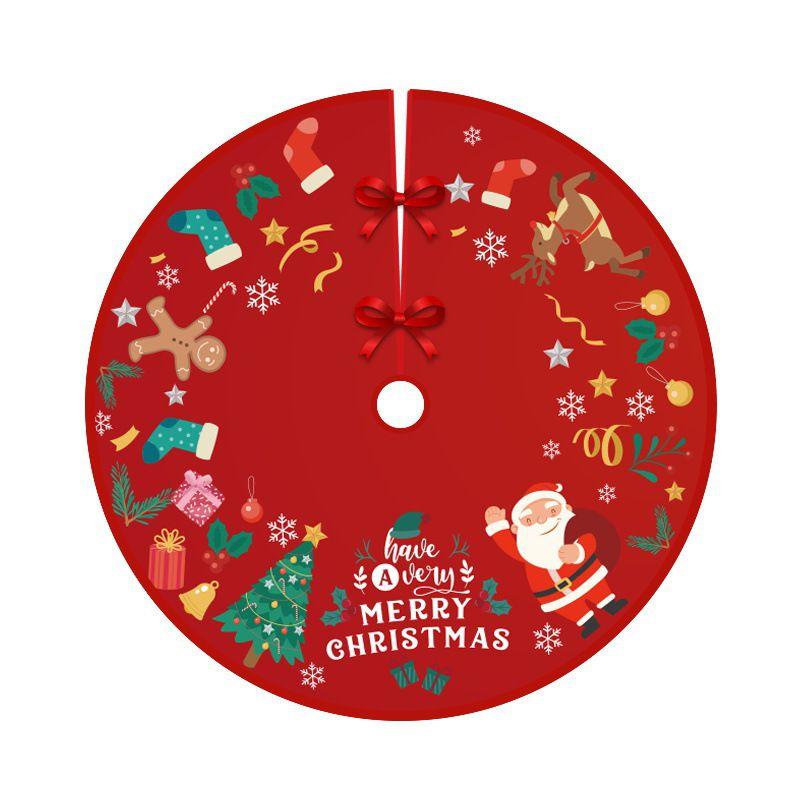 Saia de Árvore de Natal Xadrez Vermelho Festiva Com Design de Papai Noel e Alce Para Decoração Elegante de Feriado