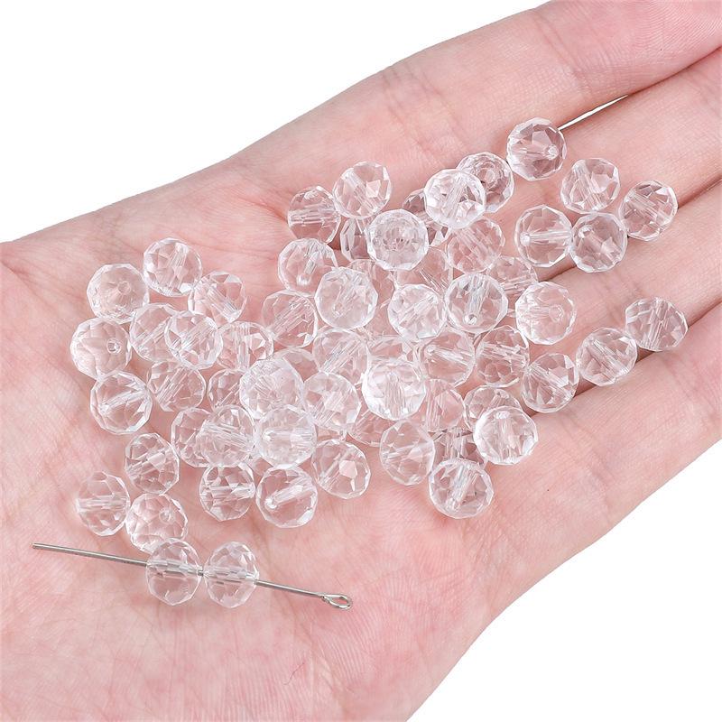 Handgefertigtes Schwarz-Weißes Transparentes Rundes Kristallperlenarmband/Halskette für DIY-Schmuck