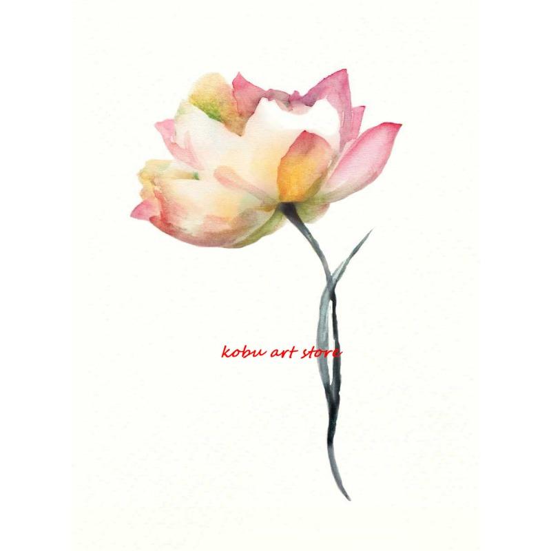 Lotus Watercolor Pink Flower Posters and Prints Canvas Painting Floral Minimalist Wall Art Picture for Living Room Home Decor