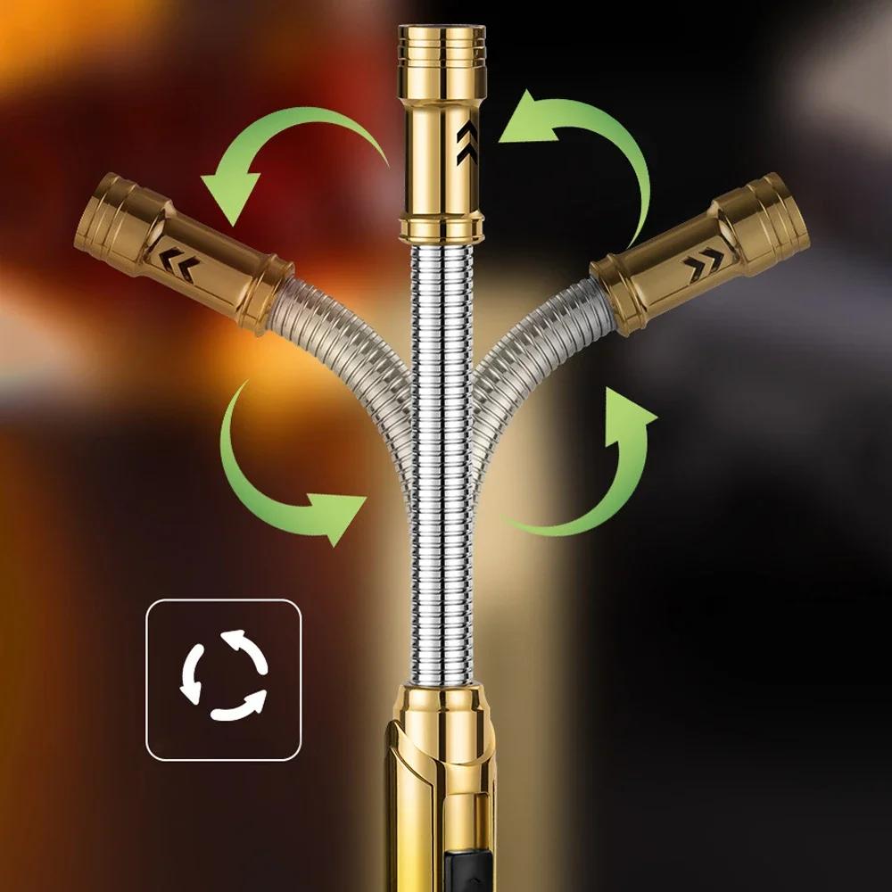 Hose 2pcs Kitchen Gas Lighter Bendable Candle Gas Stove Cigar Lighter Windproof Butane Welding Gun Outdoor BBQ Ignition Tool