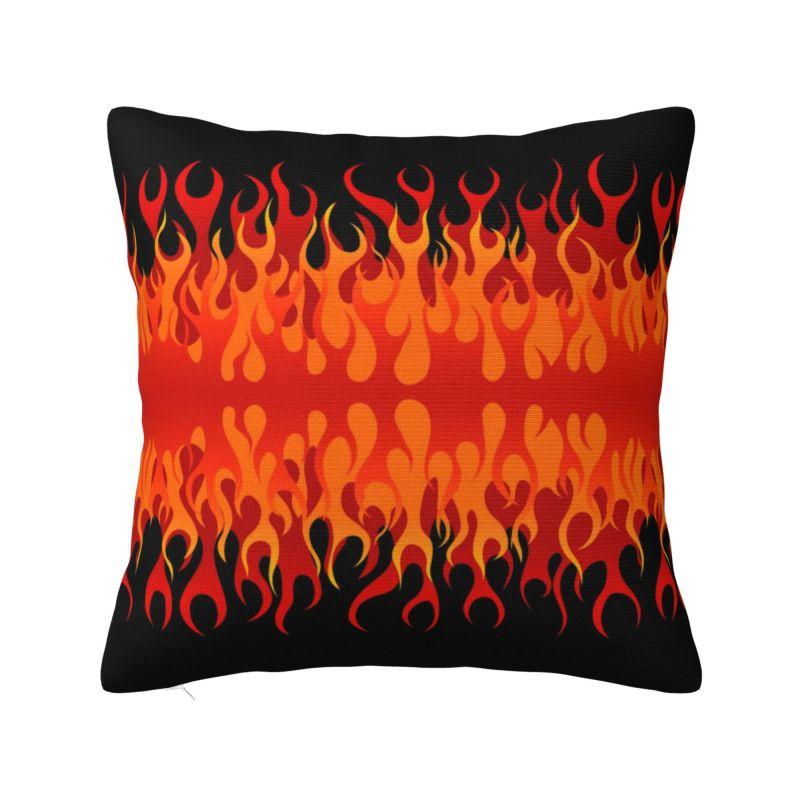 Fashion Red Burning Fire Racing Flames Cushion Cover Velvet Throw Pillow Case for Car Square Pillowcase Bedroom Decoration