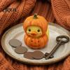 Compact Resin Sculpture for Windows Halloween Pumpkin Duck Ornament, Stacked Yellow Decorative Cartoon Figures Figurines, Cute Mini Desktop Decor Home