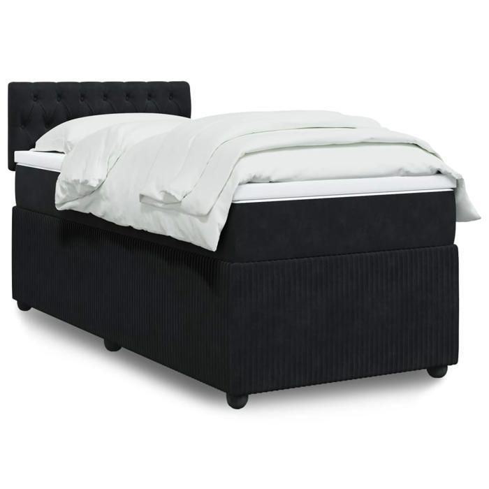 VidaXL Sommier à lattes de lit et matelas Noir 80x200 cm Velours 3287598