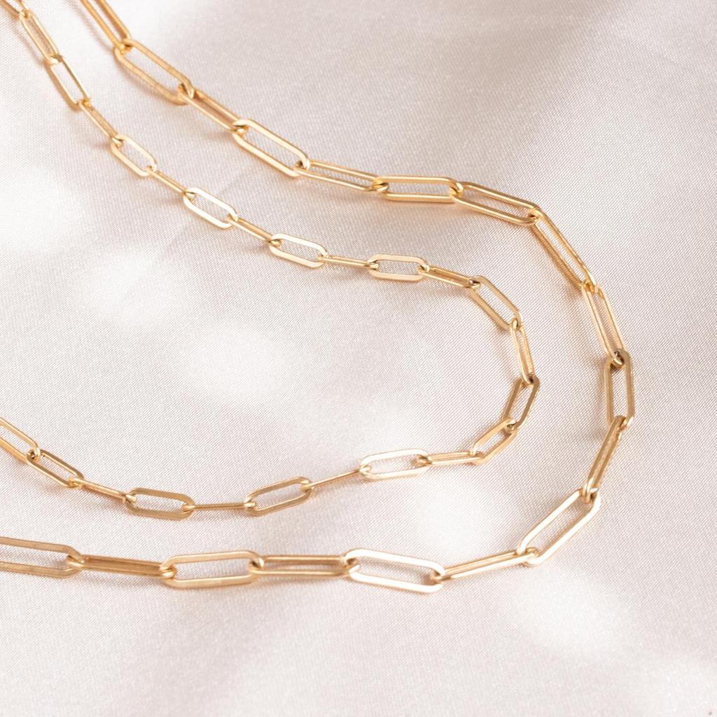 eManco Hot Fashion Paperclip Link Chain Women Necklace Stainless Steel Gold Color Chain Necklace For Women Men Jewelry Gift