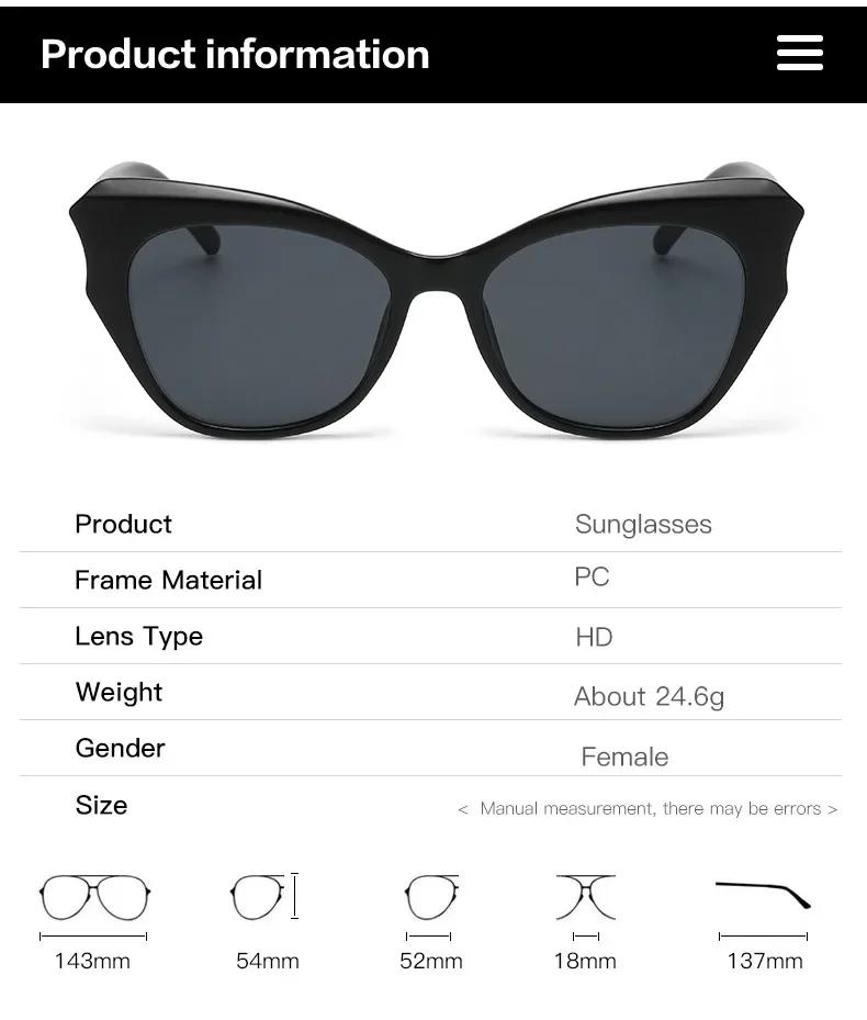 Fashion Cat Eye Sunglasses Women Vintage Sun Glasses Female Cateye Frame Mirror Retro Luxury Traveling Gradient