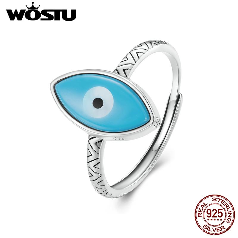 

WOSTU стерлингового серебра 925 пробы в винтажном стиле, штабелируемые кольца с синим глазом демона, вечерние ювелирные изделия, подарок 925 silver