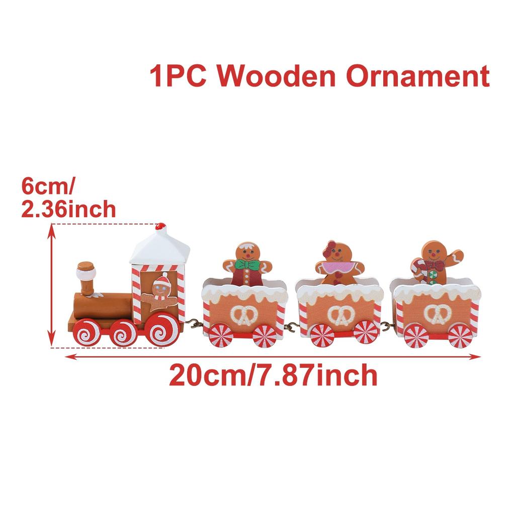 Christmas Wooden Train Merry Christmas Decoration for Home 2026 Navidad Xmas Tree Ornament Gingerbread Man Train New Year 2026